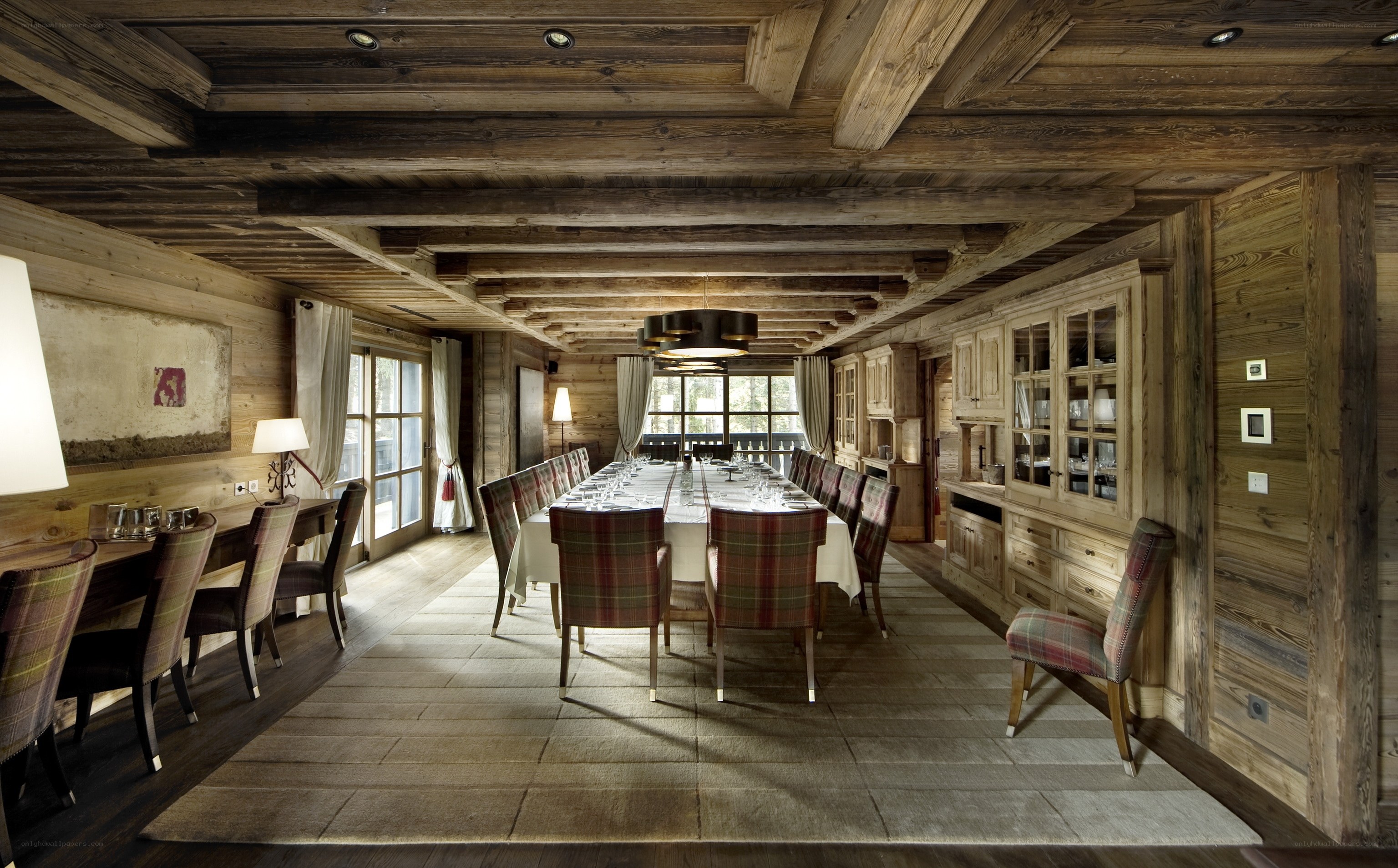 wooden dining room interior