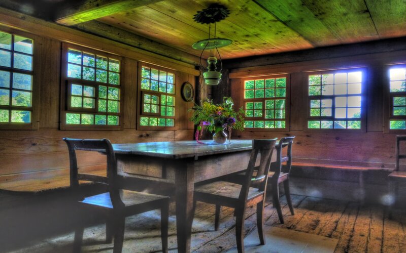Wooden Dining Table in Cabin