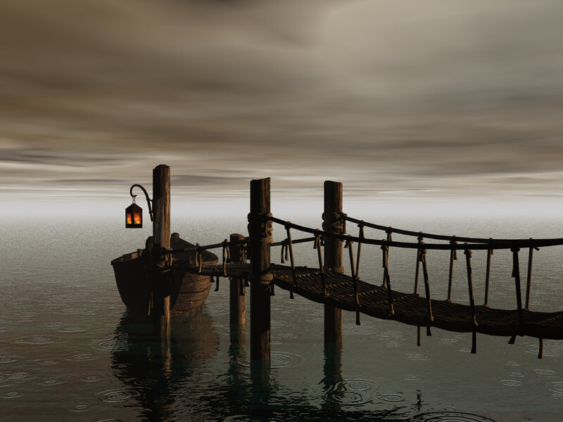Wooden Dock and Boat — Brown