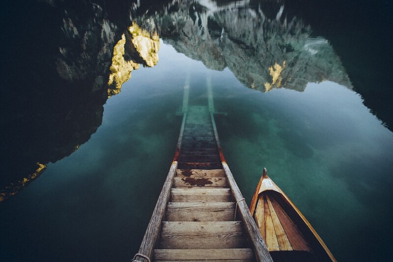 Wooden Dock and Canoe