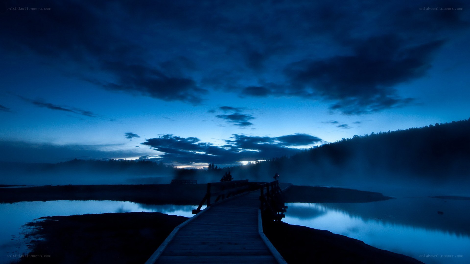 Wooden dock at dusk