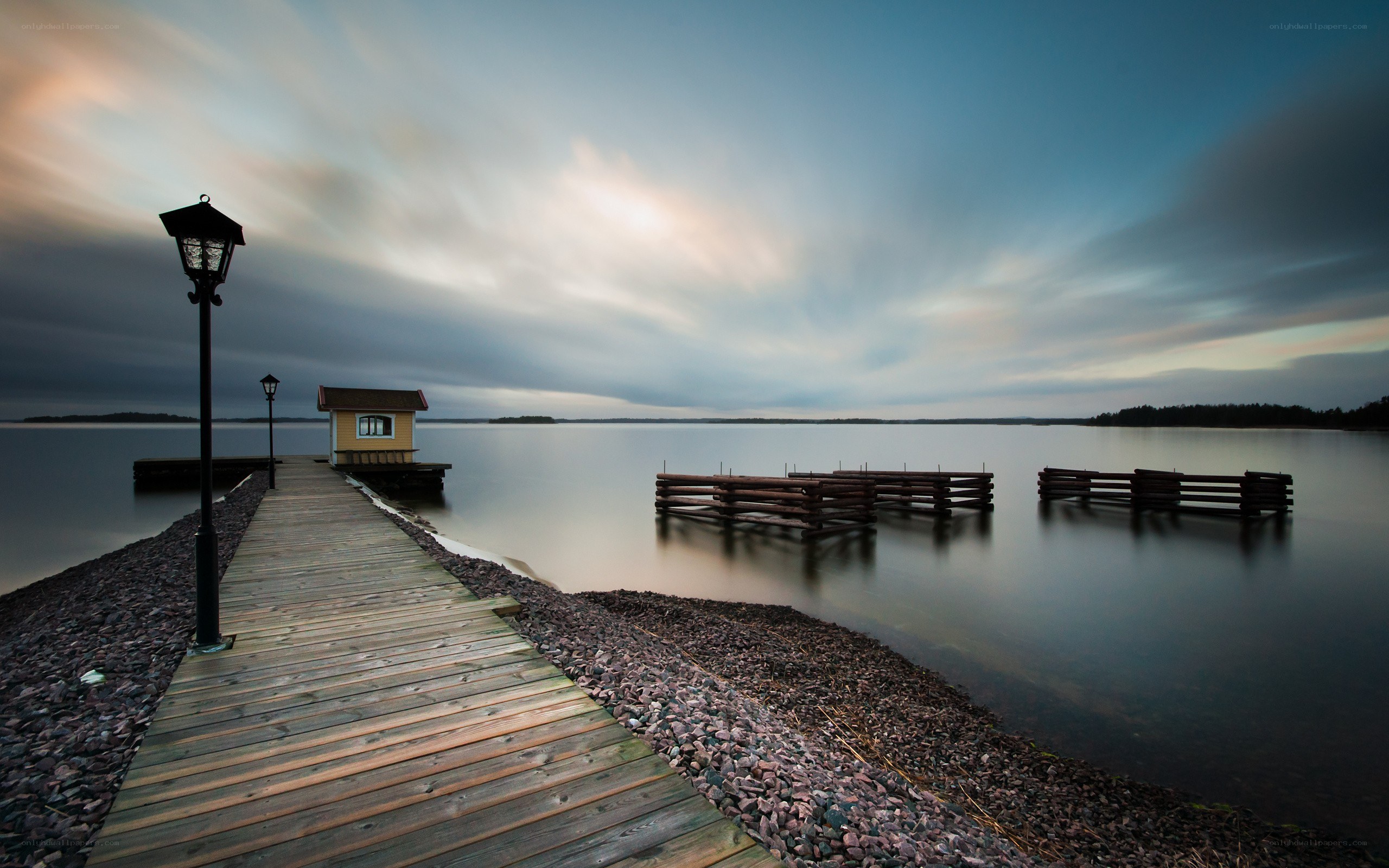 Wooden dock at dusk