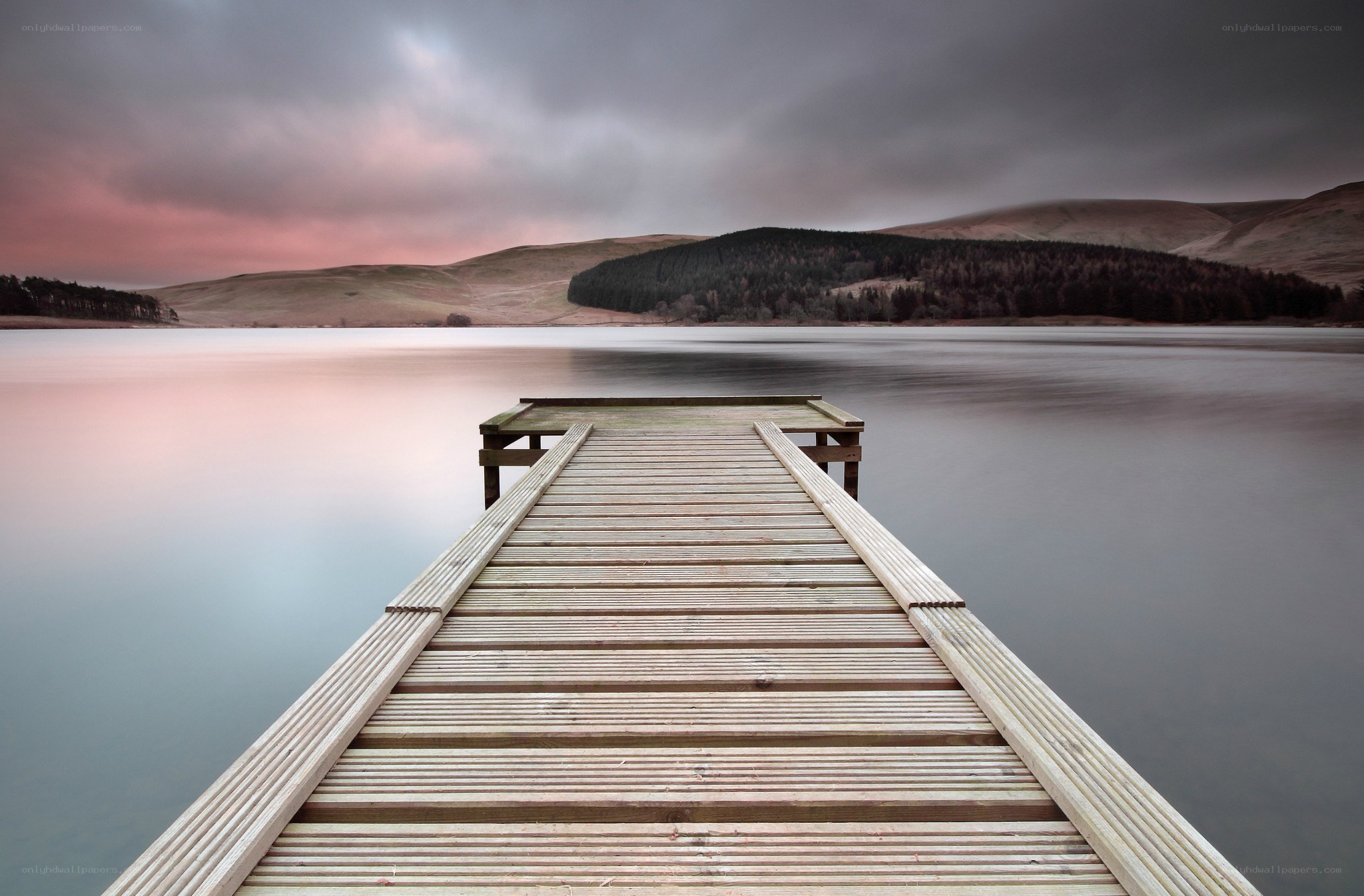 Wooden dock at dusk