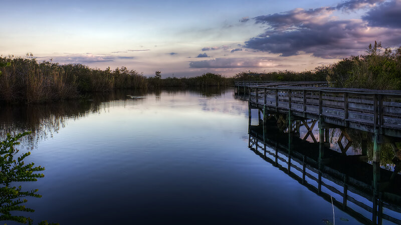 Wooden dock at dusk