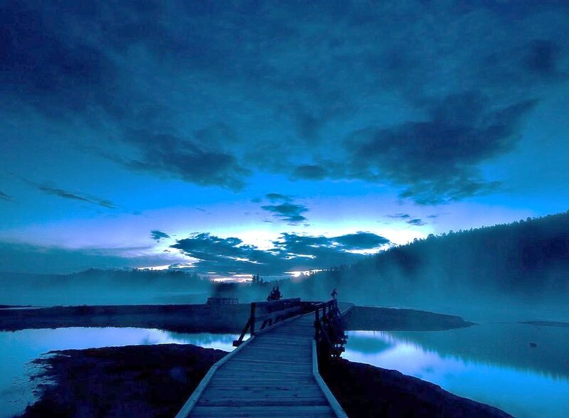 Wooden dock at dusk