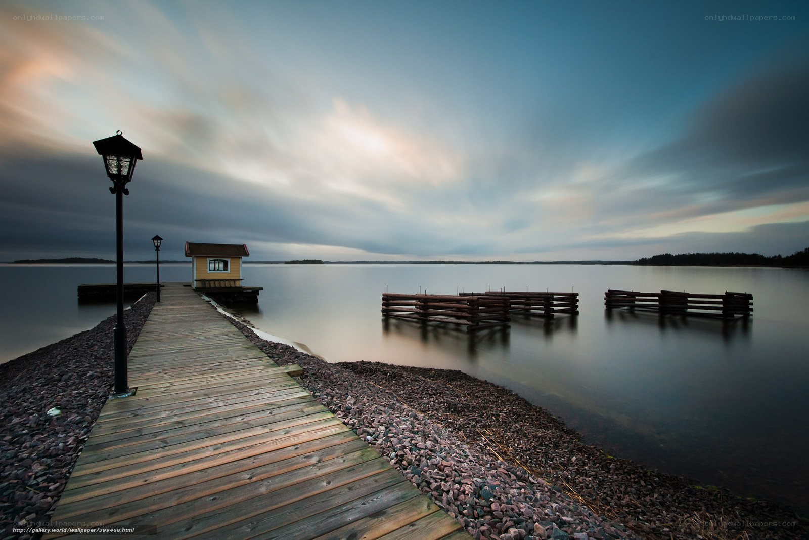 Wooden dock at dusk