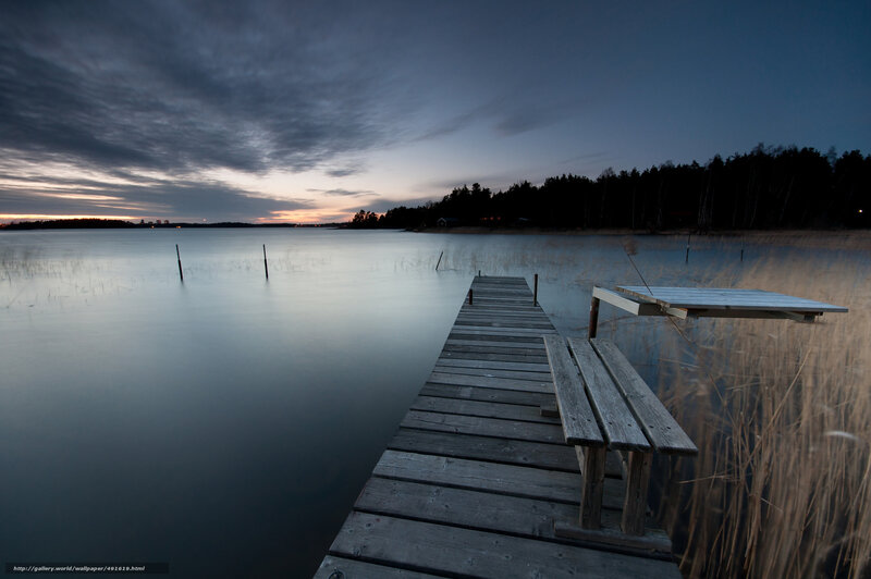 Wooden dock at dusk