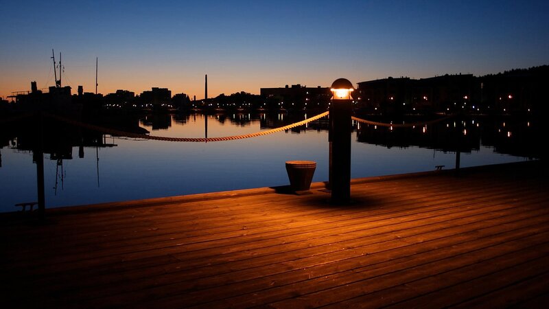 Wooden Dock at Dusk — Brown, Serene