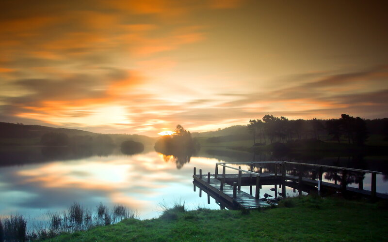 Wooden Dock at Lake — Orange, Serene