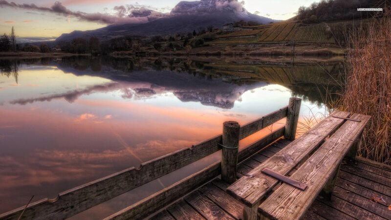 Wooden Dock at Lake — Orange