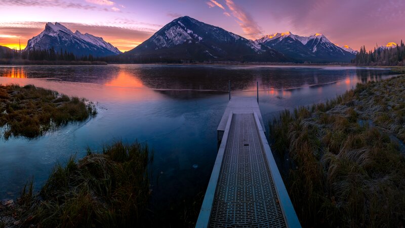 Wooden Dock at Lake — Purple