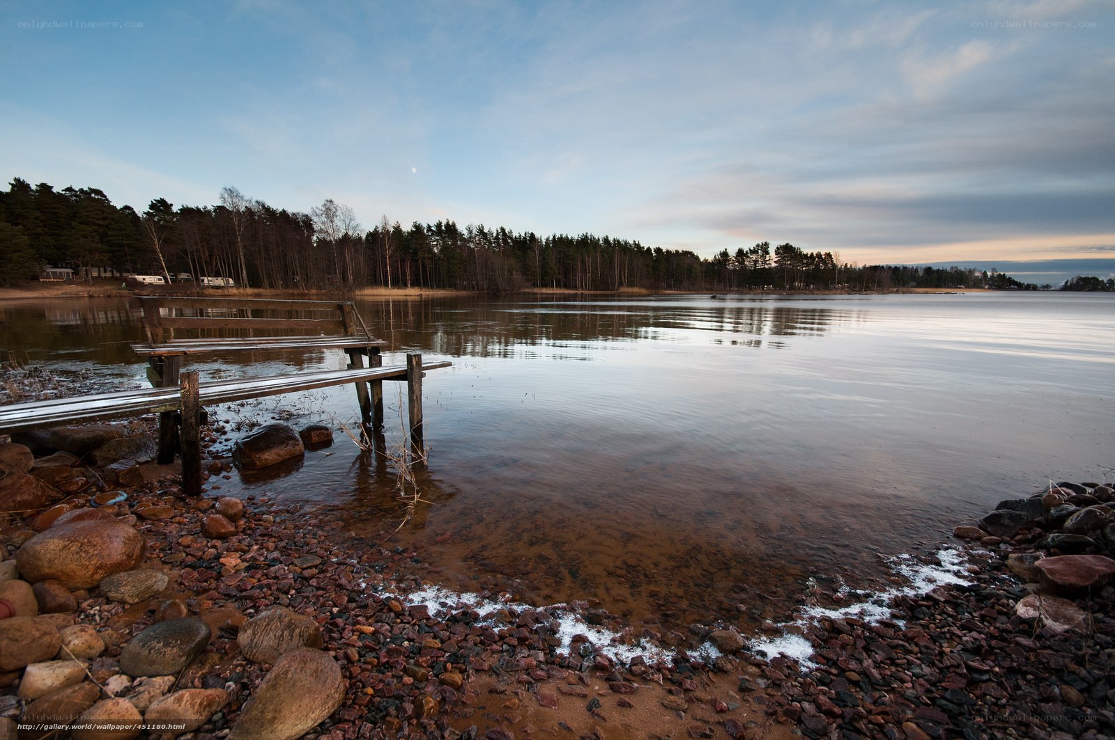 Wooden dock at lake shore