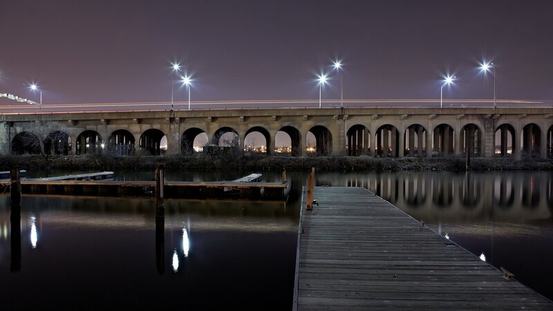 Wooden Dock at Night — Black, Calm