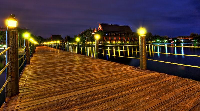 Wooden Dock at Night — Brown, Serene