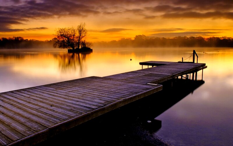 Wooden Dock at Sunrise — Orange