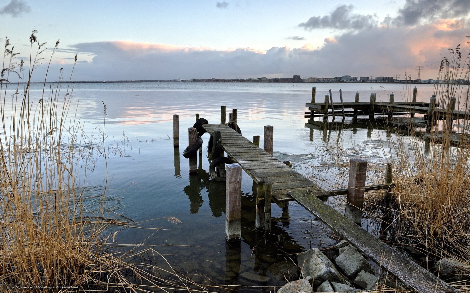 Wooden dock at sunset