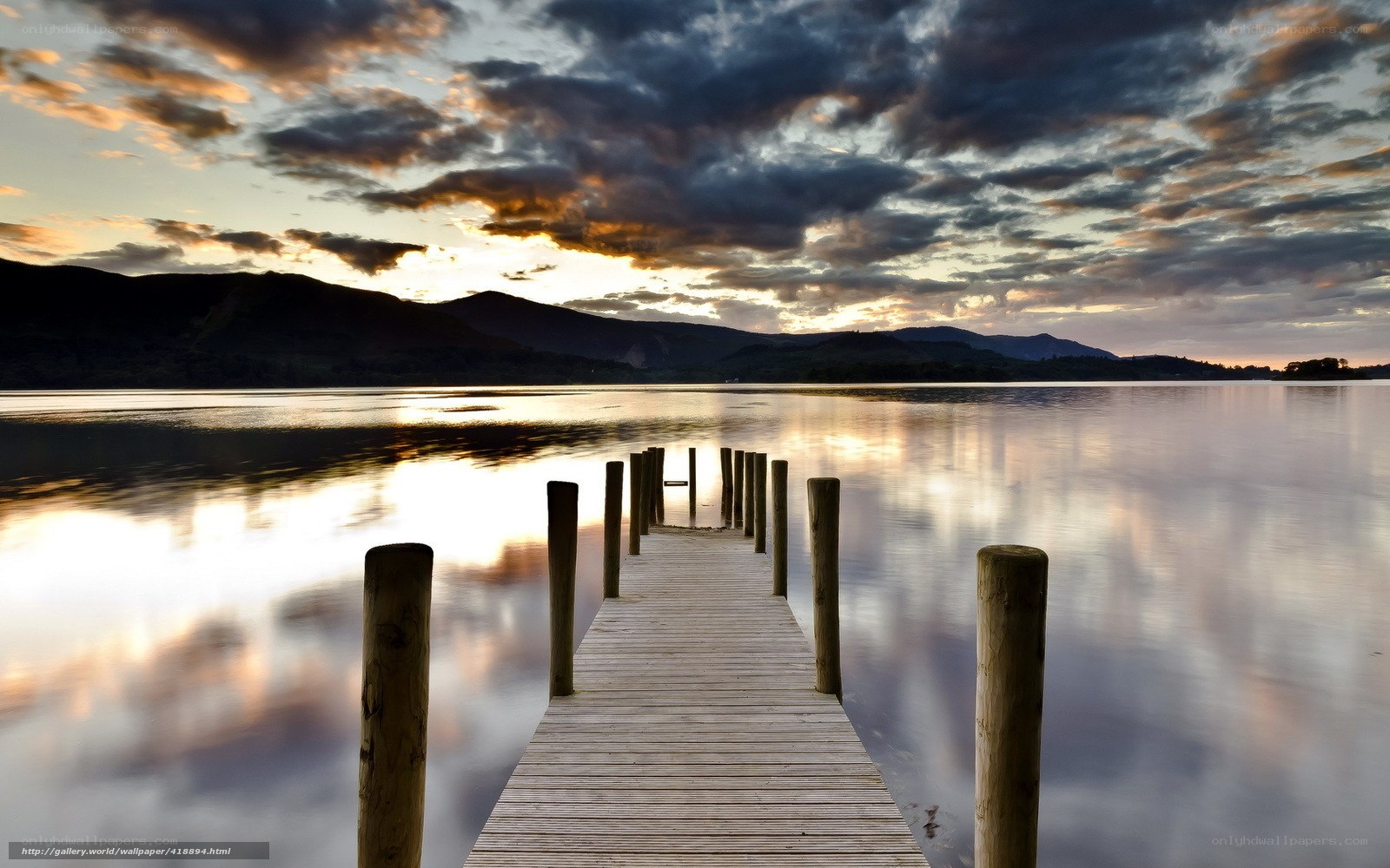 Wooden dock at sunset