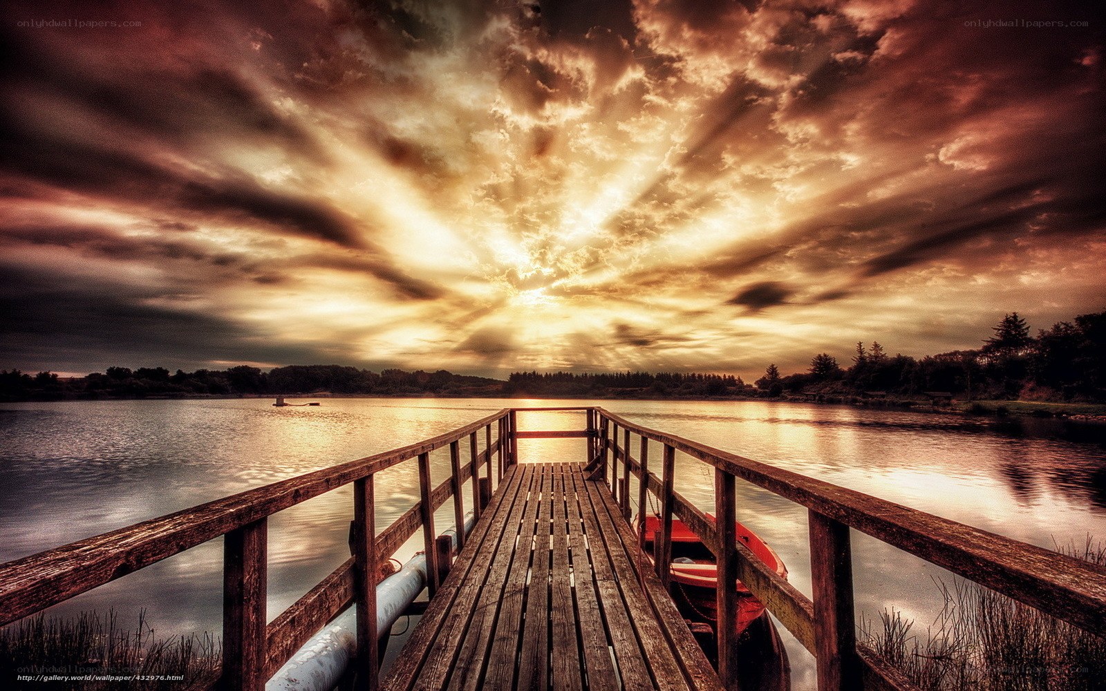 Wooden dock at sunset