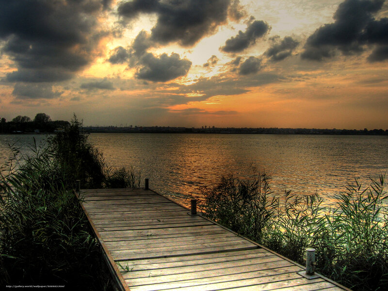 Wooden dock at sunset