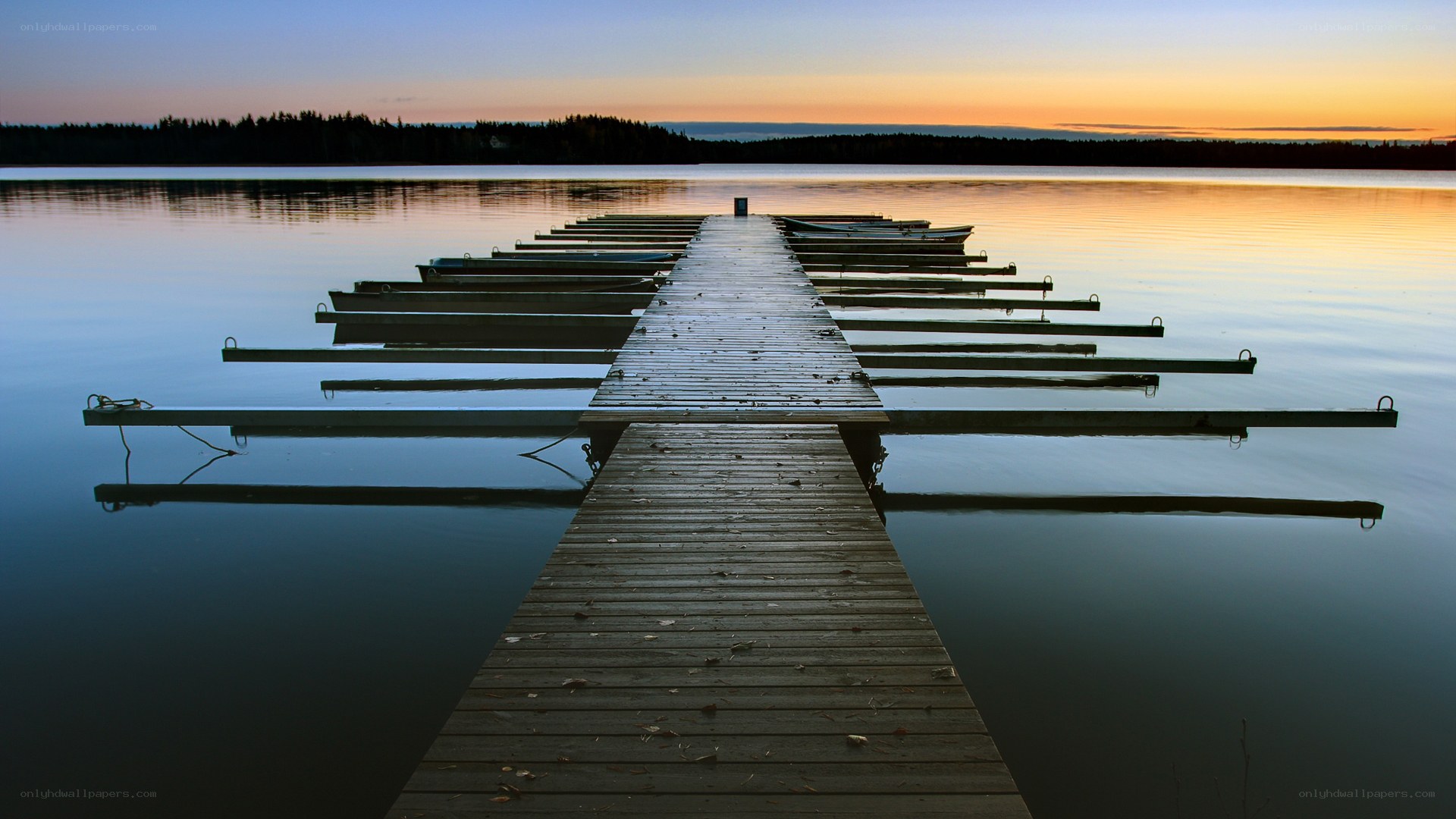 Wooden dock at sunset