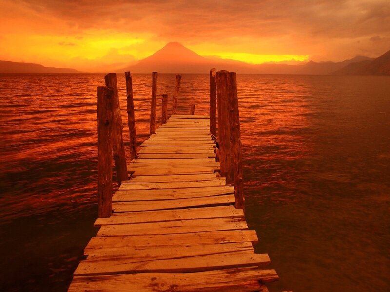 Wooden dock at sunset