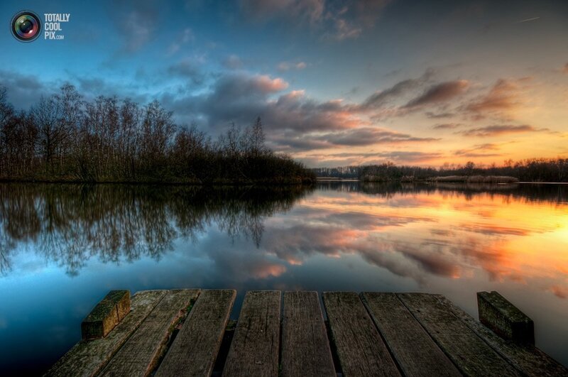 Wooden dock at sunset
