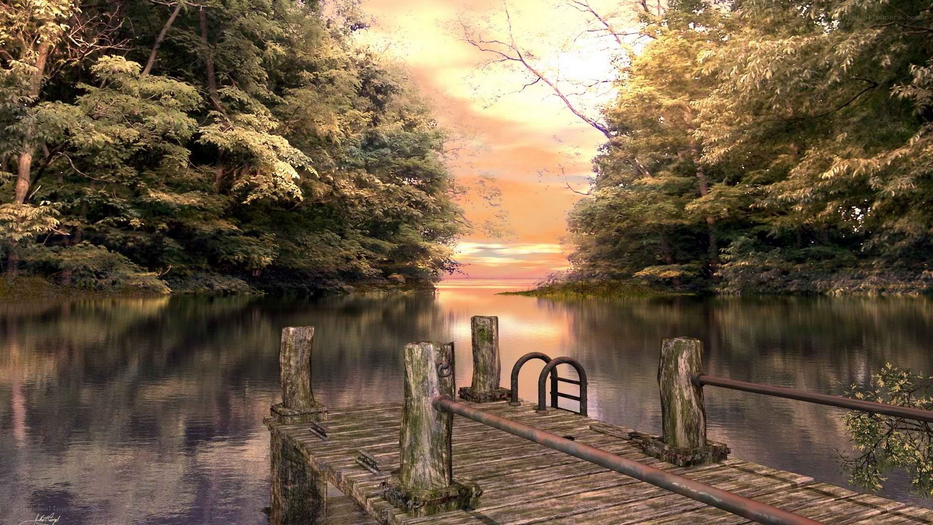 Wooden dock at sunset
