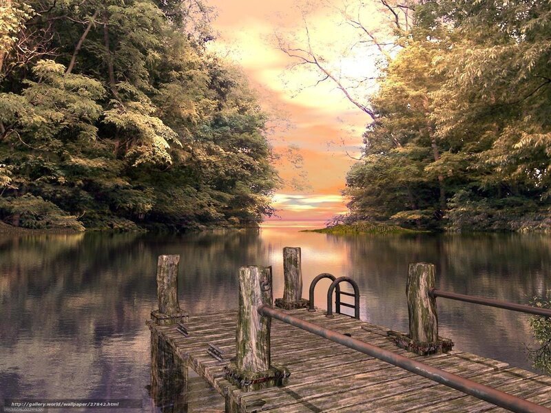 Wooden dock at sunset