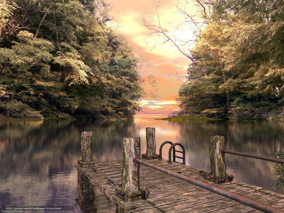 Wooden dock at sunset