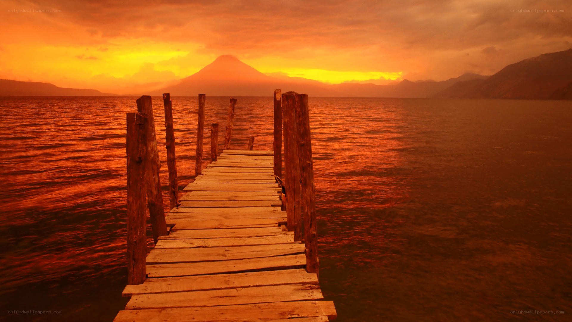 Wooden dock at sunset