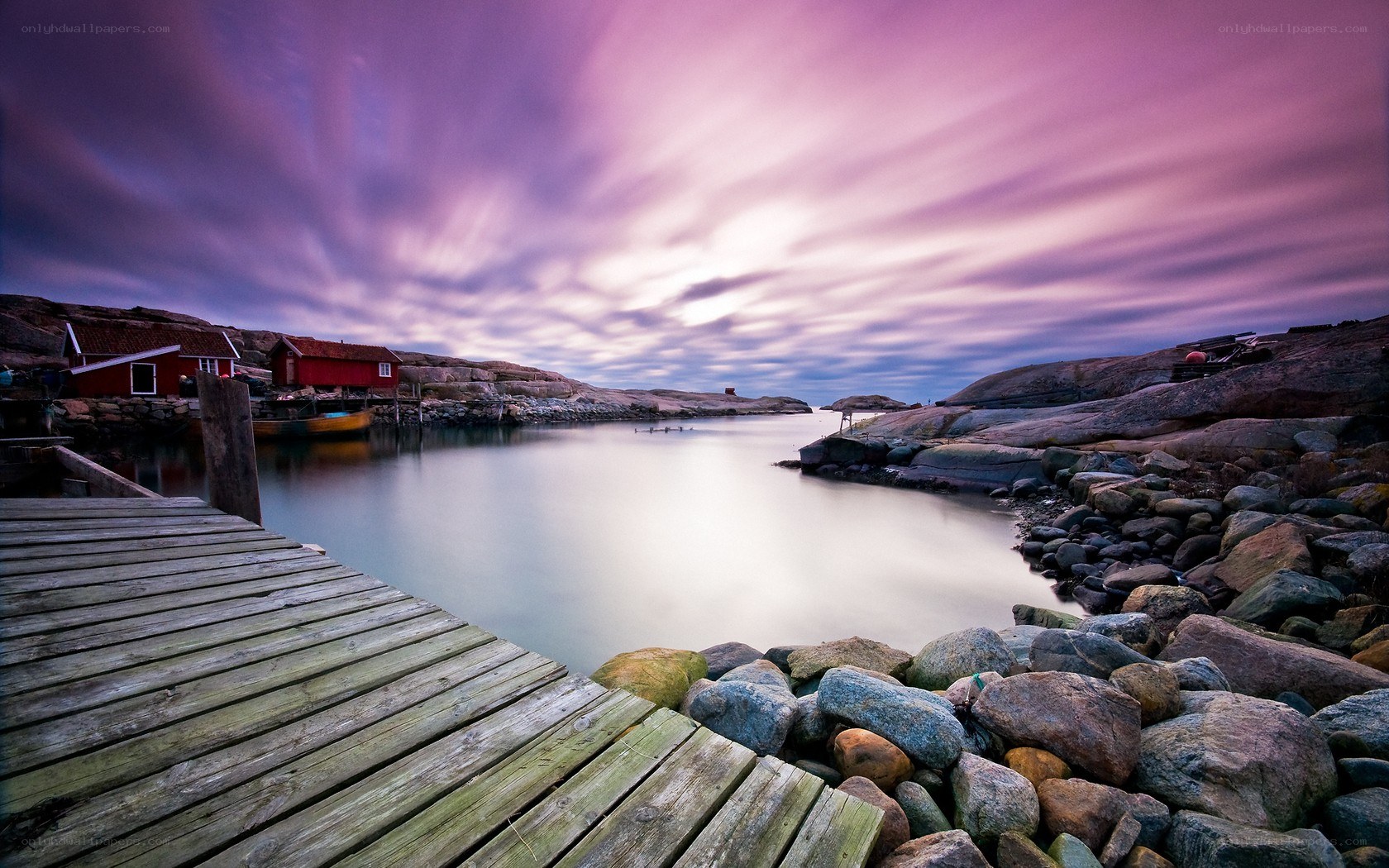 Wooden dock at sunset