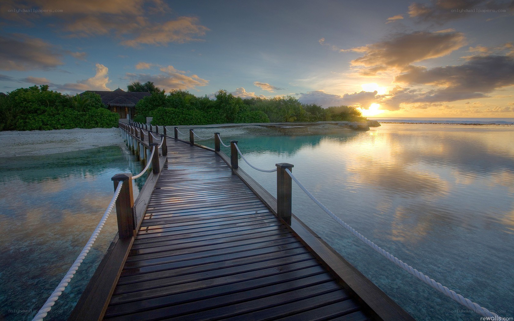 Wooden dock at sunset