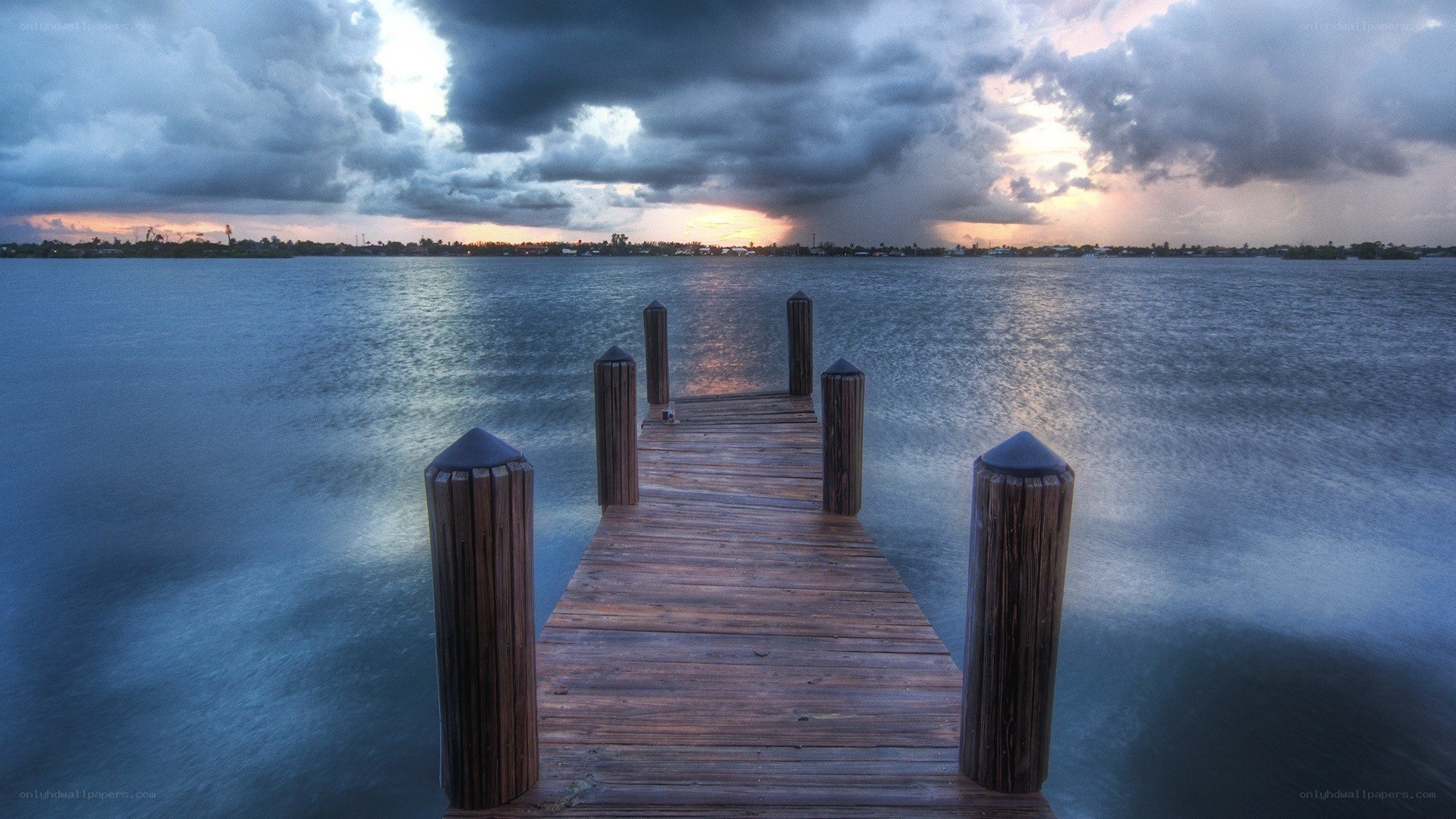 Wooden dock at sunset