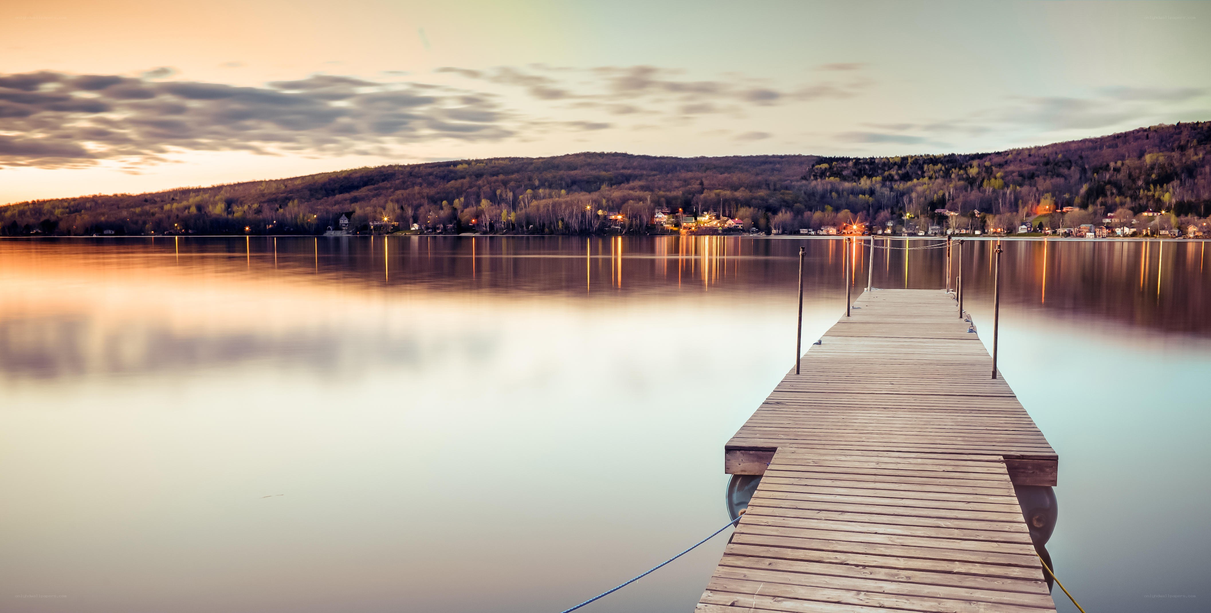 Wooden dock at sunset