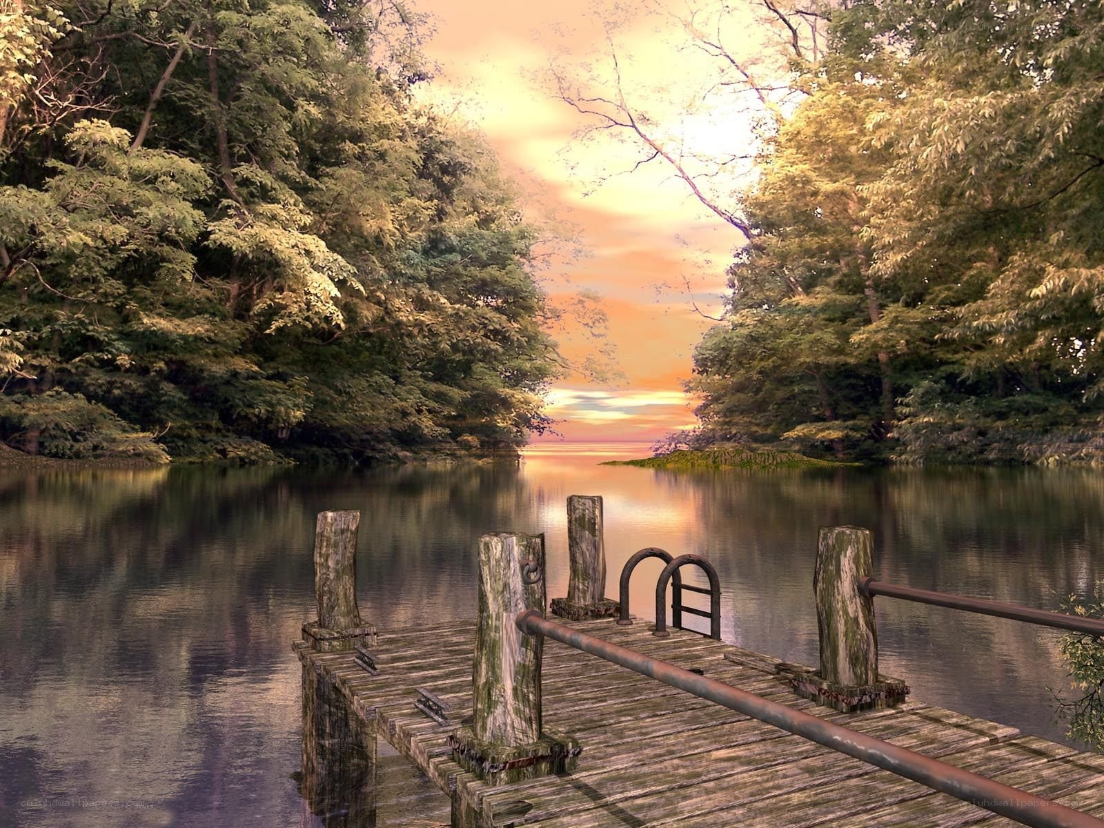 Wooden dock at sunset