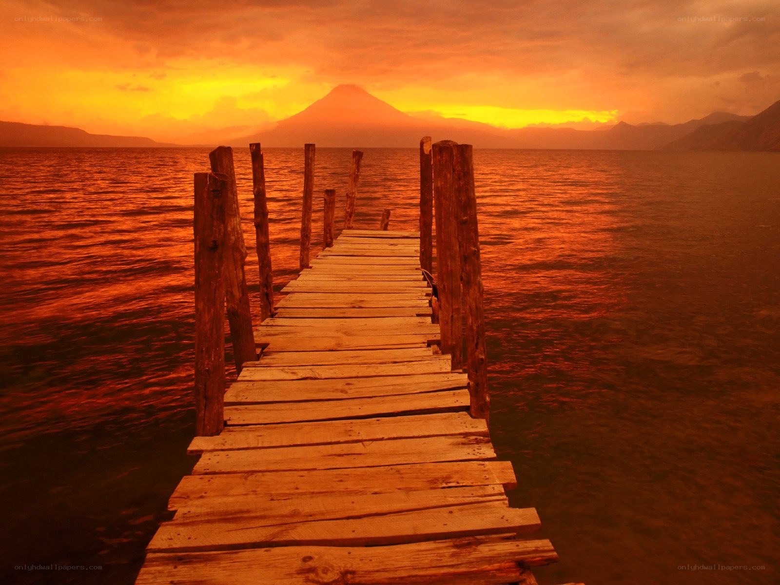 Wooden dock at sunset