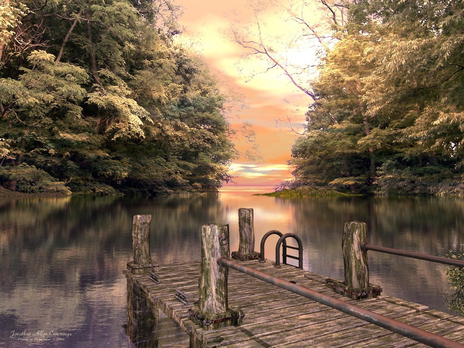 Wooden dock at sunset