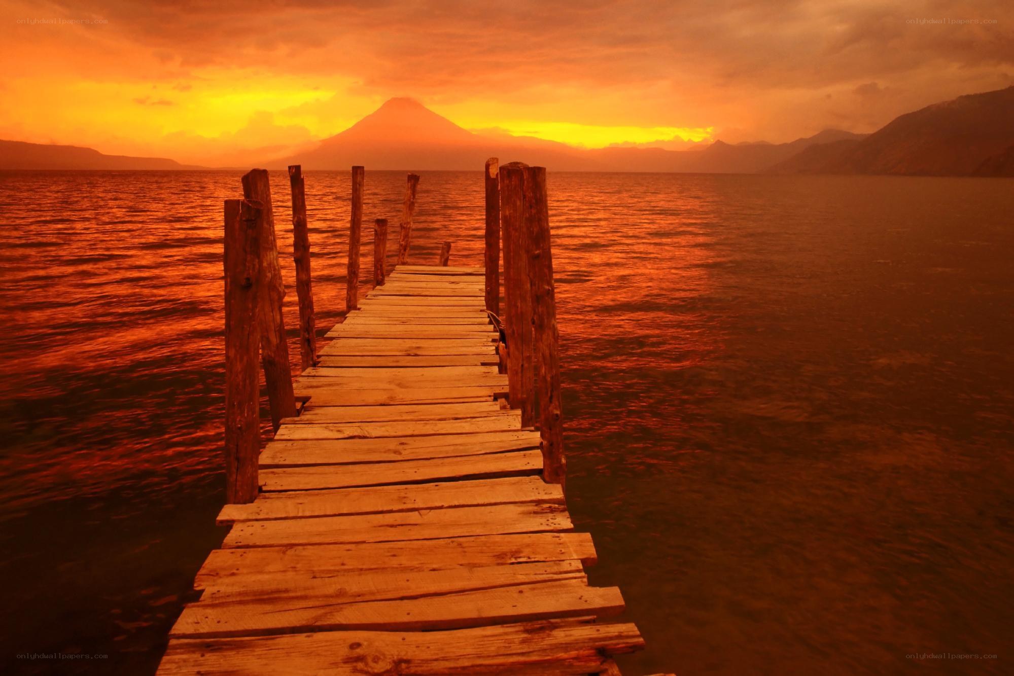 Wooden dock at sunset