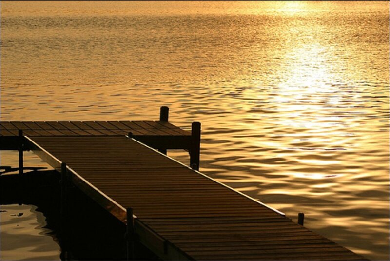 Wooden dock at sunset