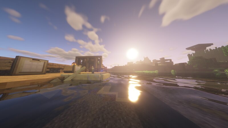Wooden Dock at Sunset — Blue, Serene, 3d Render