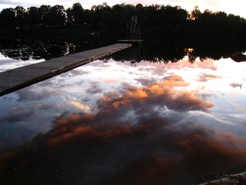 Wooden Dock at Sunset — Orange