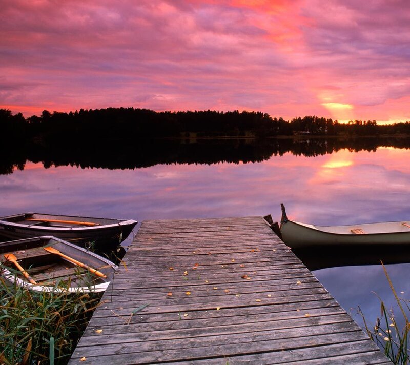 Wooden Dock at Sunset — Pink