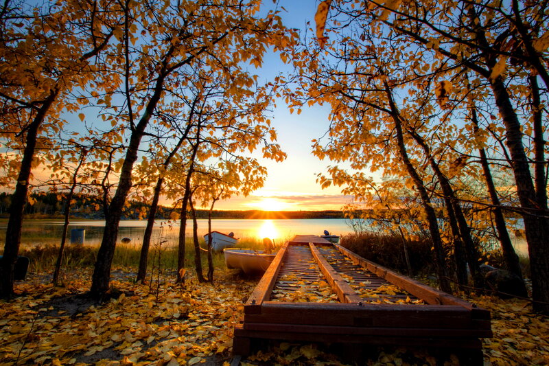 Wooden Dock at Sunset — Yellow, Serene