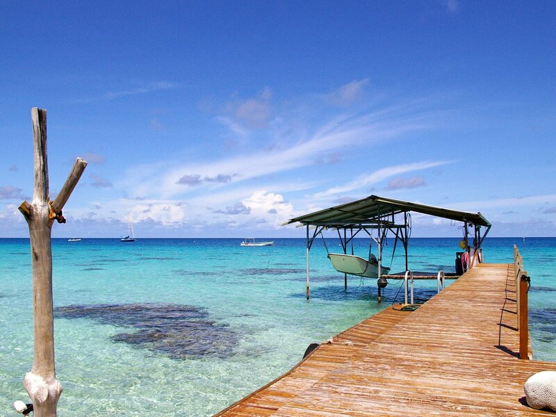 Wooden dock at tropical beach