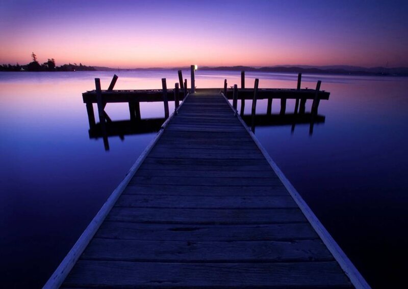 Wooden dock at twilight
