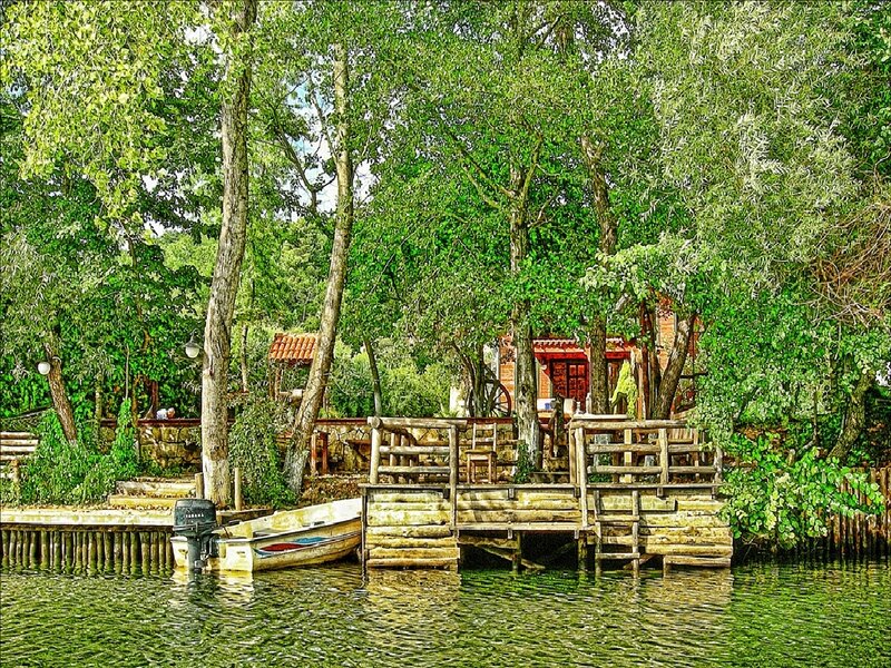 Wooden dock by a lake