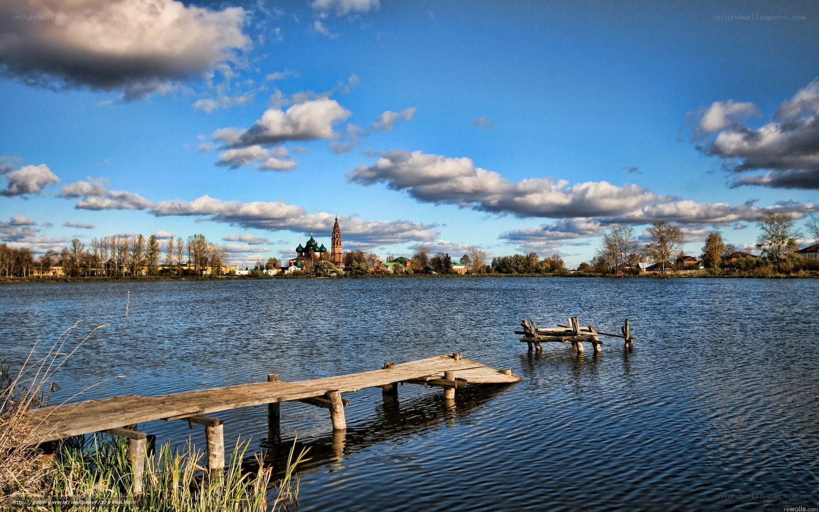 Wooden dock by a lake