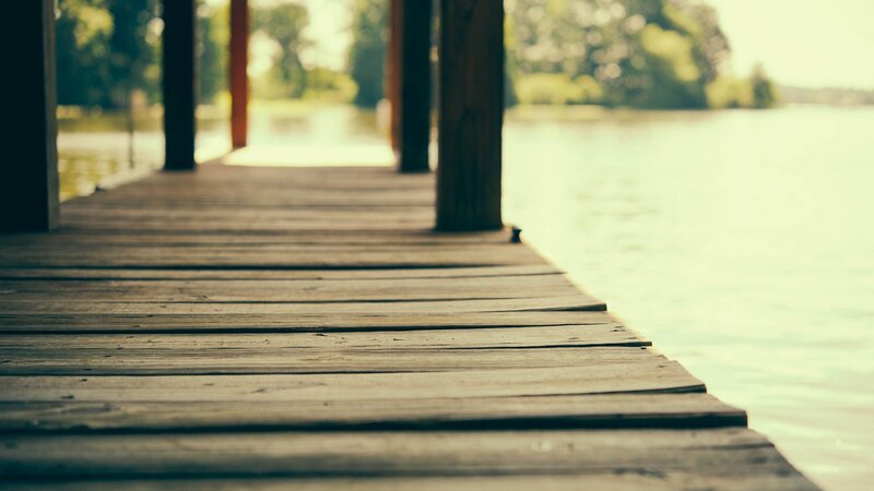Wooden Dock by Lake — Brown