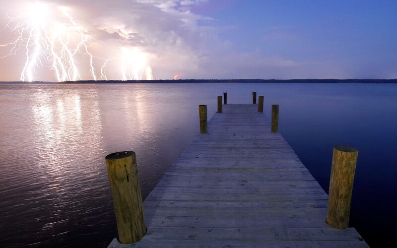 Wooden Dock During Storm