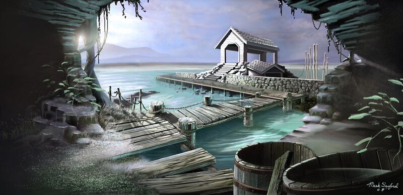 Wooden Dock in Cave